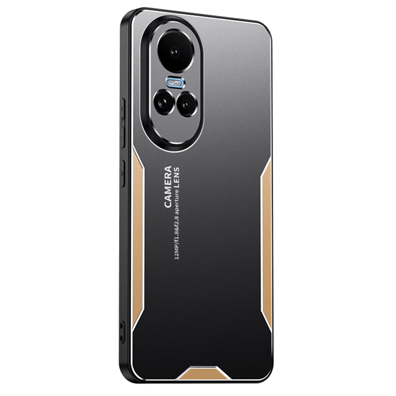 For Oppo Reno10 5G (Global) Phone Case Aluminium Alloy Back TPU Frame Protective Cover - Gold For Oppo Reno10 5G (Global) Phone Case Aluminium Alloy Back TPU Frame Protective Cover - Gold